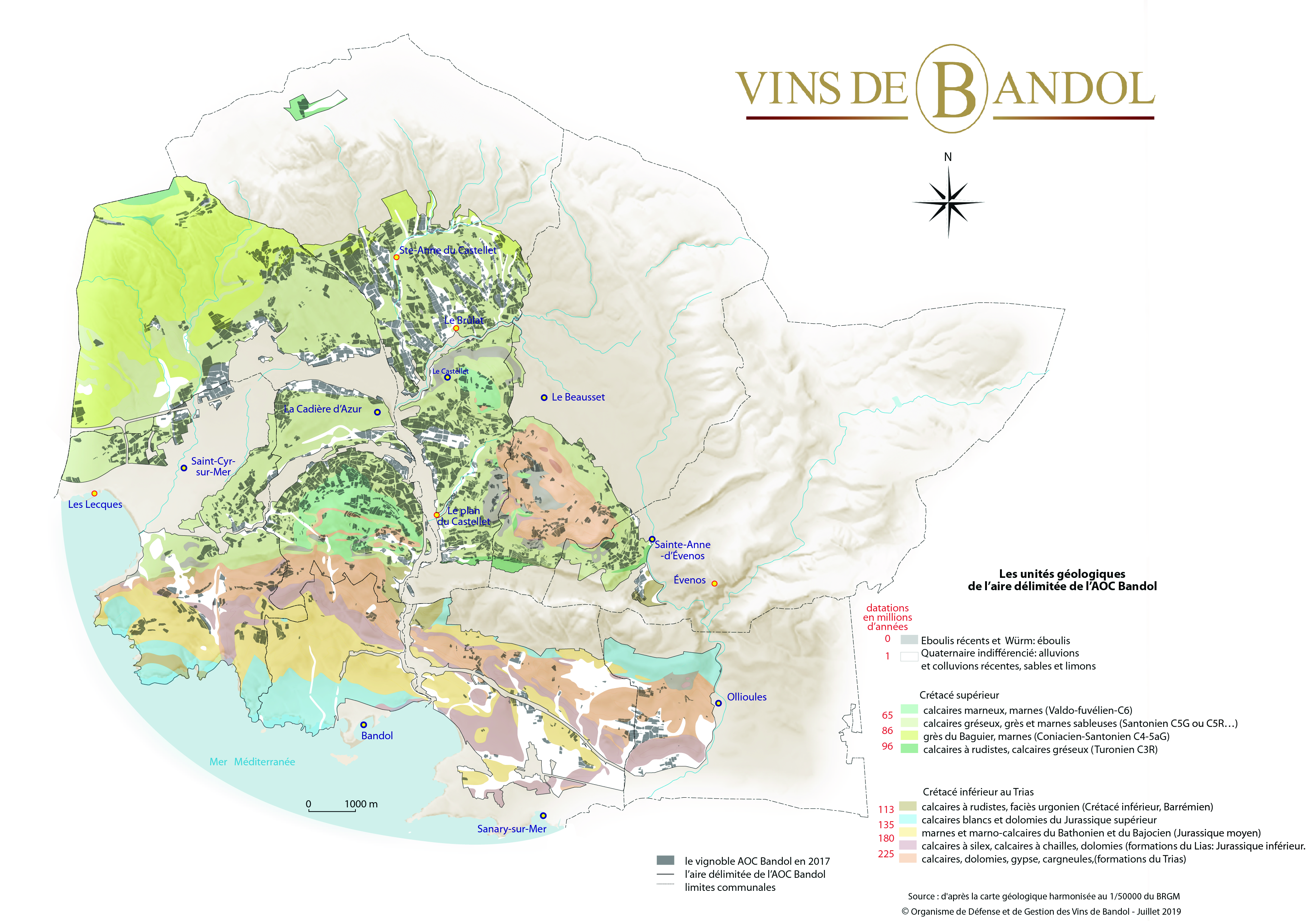Carte viticole de Bandol