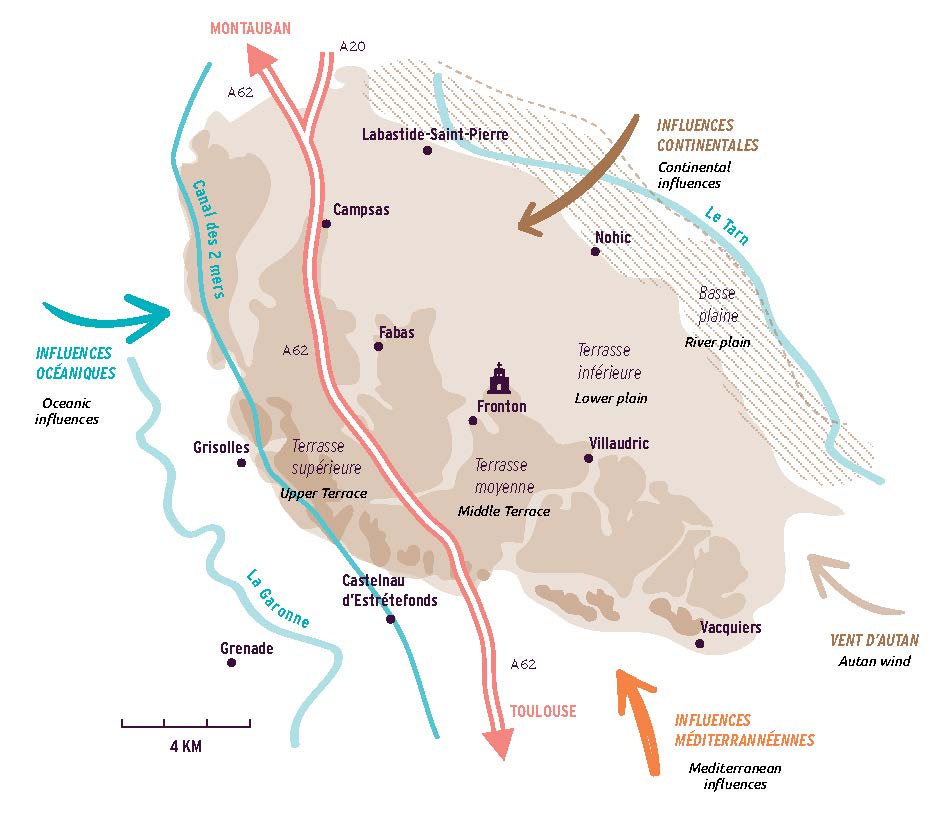 Carte du vignoble de Fronton