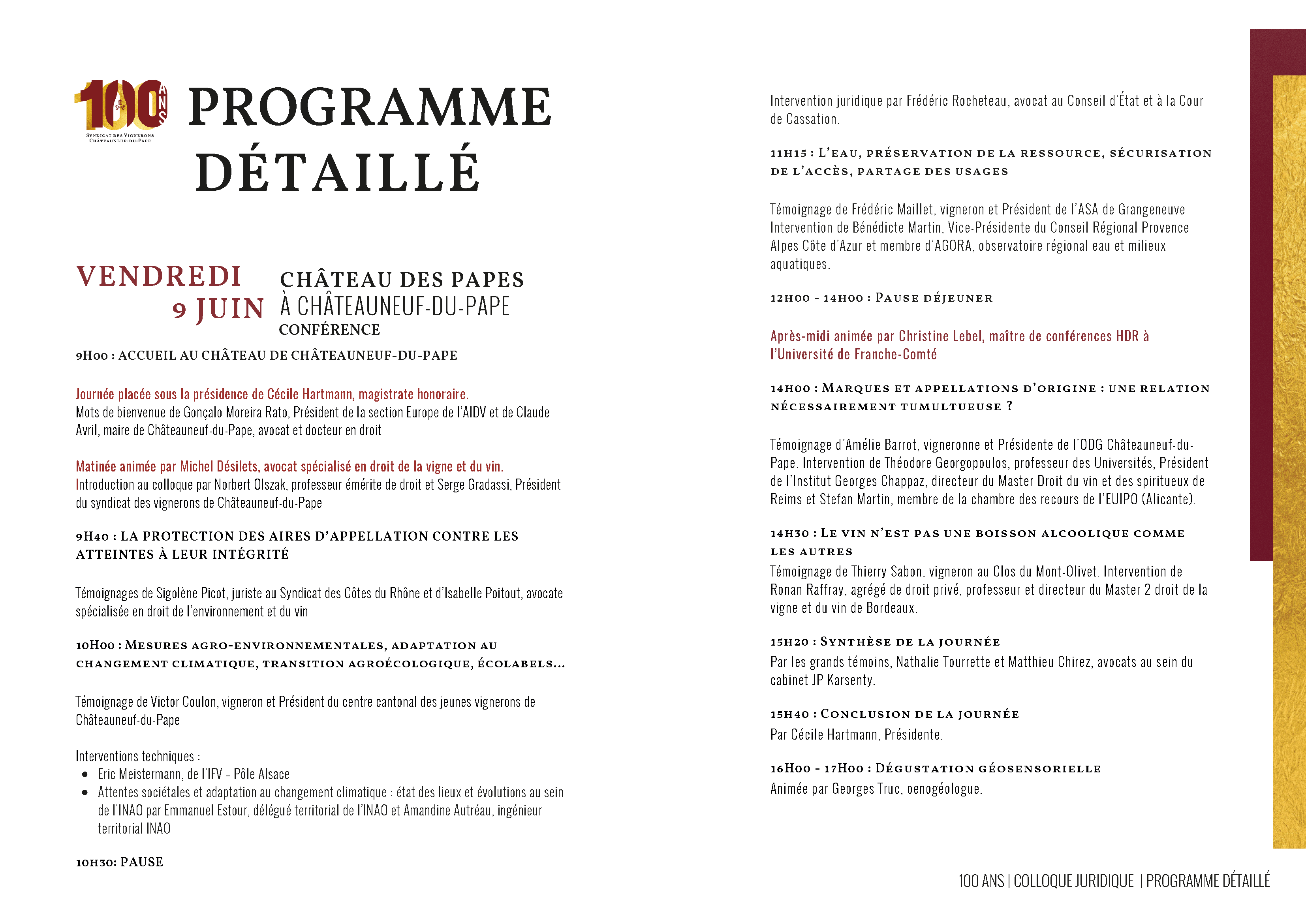 Programme syndicalisme viticole Châteauneuf-du-pape