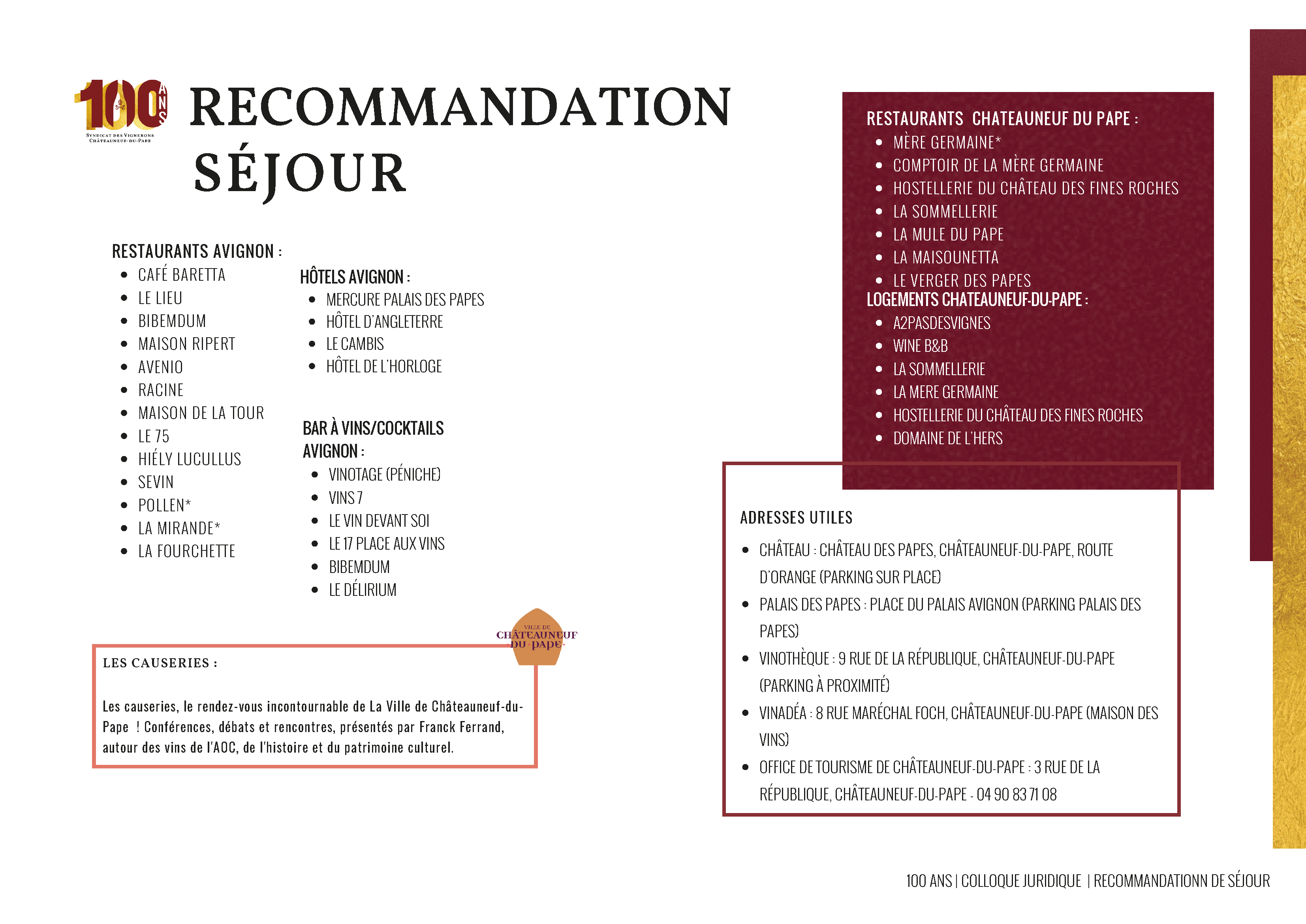 Programme syndicalisme viticole Châteauneuf-du-pape