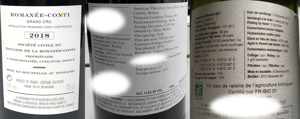More or less informed wine labels...
